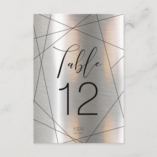 Metallic geometrische tabelnummers Silver ID648 Kaart (Voorkant)
