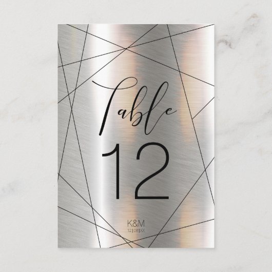 Metallic geometrische tabelnummers Silver ID648 Kaart (Achterkant)