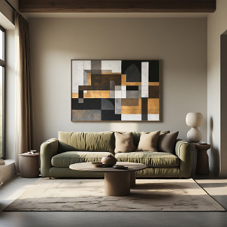 Metallic Geometry Golden Balance Canvas Afdruk