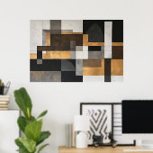 Metallic Geometry Golden Balance Poster (Thuiskantoor)