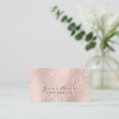 Metallic Glam Blush Roos Gold Skinny Damask Visitekaartje (Staand voorkant)