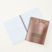 Metallic Glam Roos Gold Glitter Drip Boss Lady Notitieboek (Binnen)