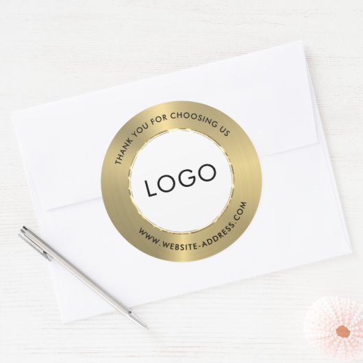 Metallic glanzend goud roestvrij staal look ronde sticker (Envelop)