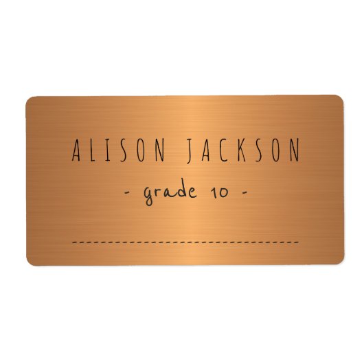 Metallic glanzende gradiënt koper notitieboeken la etiket (Voorkant)