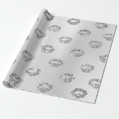 Metallic glazen ronde Stippen Zilver grijs glitter Cadeaupapier (Uitgerold)