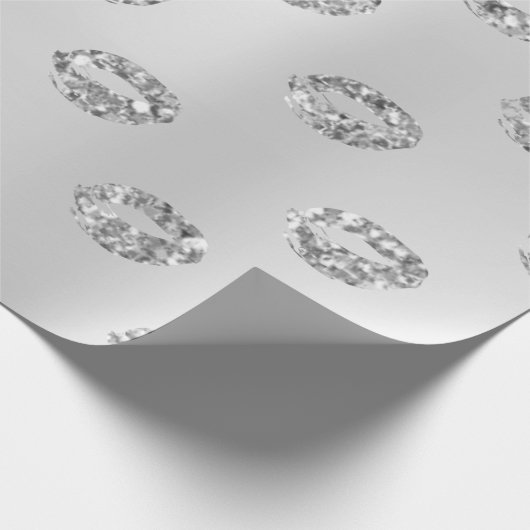 Metallic glazen ronde Stippen Zilver grijs glitter Cadeaupapier (Hoek)