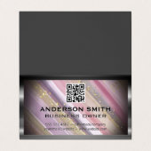 Metallic Glitter Geborsteld | Qr Code Visitekaartje (Buitenkant ongevouwen)