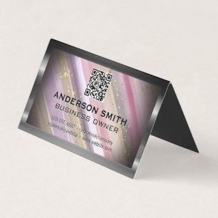 Metallic Glitter Geborsteld   Qr Code Visitekaartje
