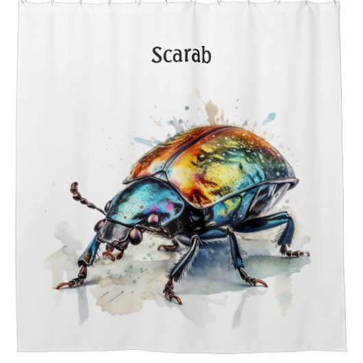 Metallic gloed scarab kever, aanpasbaar douchegordijn (Voorkant)