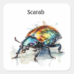 Metallic gloed scarab kever, aanpasbaar vierkante sticker