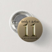 Metallic Gold 11e bruiloft Jubileum Ronde Button 3,2 Cm (Voorkant /achterkant)