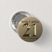 Metallic Gold 21e bruiloft Jubileum Ronde Button 3,2 Cm (Voorkant /achterkant)