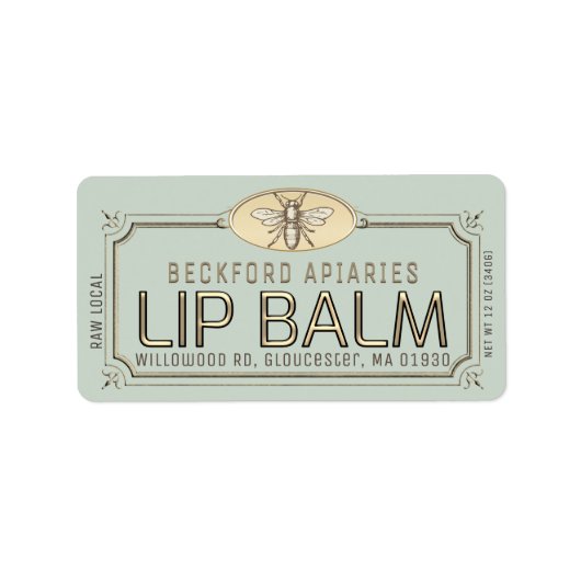 Metallic Gold 3D Framed Lip Balm Label Met Bijen (Voorkant)