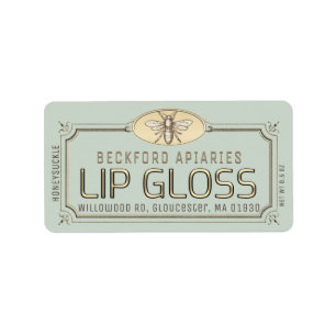 Metallic Gold 3D Framed Lip Gloss Label met Bijen