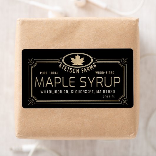 Metallic Gold 3D-omhuld Maple Syrup Gold Leaf Etiket (Insitu)