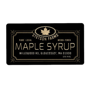 Metallic Gold 3D-omhuld Maple Syrup Gold Leaf Etiket
