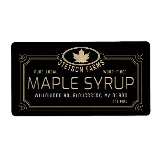 Metallic Gold 3D-omhuld Maple Syrup Gold Leaf Etiket (Voorkant)
