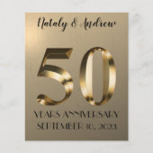 Metallic Gold 50th Wedding Jubileum Flyer (Voorkant)