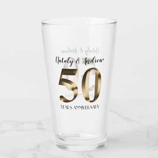 Metallic Gold 50th Wedding Jubileum Glas (Achterkant)