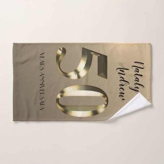 Metallic Gold 50th Wedding Jubileum Handdoek (Handdoek)