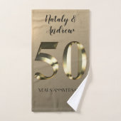 Metallic Gold 50th Wedding Jubileum Handdoek (Handdoek)