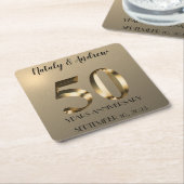 Metallic Gold 50th Wedding Jubileum Kartonnen Onderzetters (Schuin)