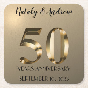 Metallic Gold 50th Wedding Jubileum Kartonnen Onderzetters