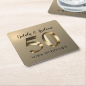 Metallic Gold 50th Wedding Jubileum Kartonnen Onderzetters (Schuin)