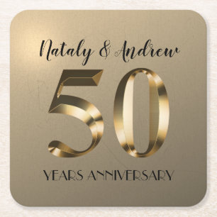 Metallic Gold 50th Wedding Jubileum Kartonnen Onderzetters