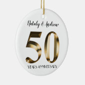Metallic Gold 50th Wedding Jubileum Keramisch Ornament (Rechts)