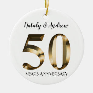 Metallic Gold 50th Wedding Jubileum Keramisch Ornament
