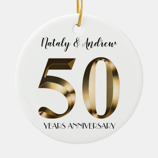 Metallic Gold 50th Wedding Jubileum Keramisch Ornament (Voorkant)