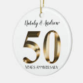 Metallic Gold 50th Wedding Jubileum Keramisch Ornament (Links)
