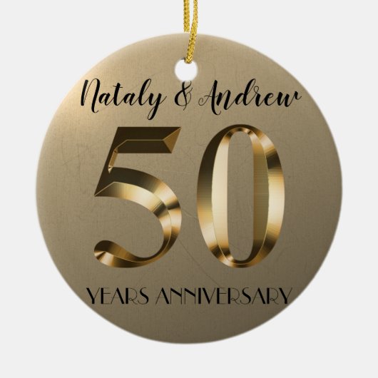 Metallic Gold 50th Wedding Jubileum Keramisch Ornament (Voorkant)