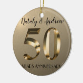 Metallic Gold 50th Wedding Jubileum Keramisch Ornament (Links)