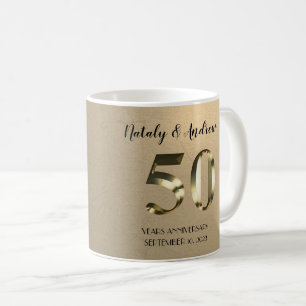 Metallic Gold 50th Wedding Jubileum Koffiemok