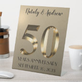 Metallic Gold 50th Wedding Jubileum Reclamebord Met Voetstuk (Insitu)