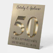 Metallic Gold 50th Wedding Jubileum Reclamebord Met Voetstuk (Voorkant)