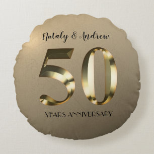 Metallic Gold 50th Wedding Jubileum Rond Kussen