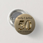 Metallic Gold 50th Wedding Jubileum Ronde Button 3,2 Cm (Voorkant /achterkant)