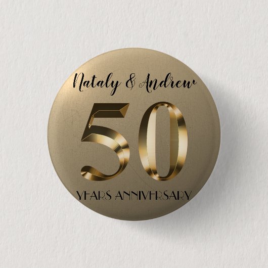 Metallic Gold 50th Wedding Jubileum Ronde Button 3,2 Cm (Voorkant)
