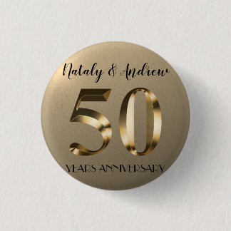 Metallic Gold 50th Wedding Jubileum Ronde Button 3,2 Cm