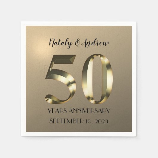 Metallic Gold 50th Wedding Jubileum Servet (Voorkant)