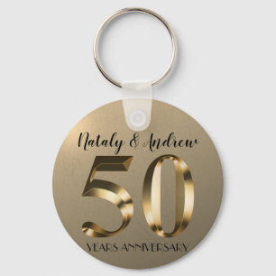 Metallic Gold 50th Wedding Jubileum Sleutelhanger