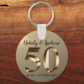 Metallic Gold 50th Wedding Jubileum Sleutelhanger (Achterkant)