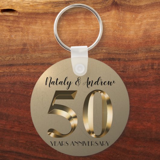 Metallic Gold 50th Wedding Jubileum Sleutelhanger (Achterkant)