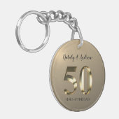 Metallic Gold 50th Wedding Jubileum Sleutelhanger (Voorkant Links)