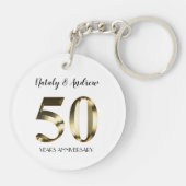 Metallic Gold 50th Wedding Jubileum Sleutelhanger (Achterkant)