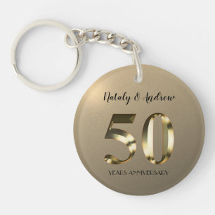 Metallic Gold 50th Wedding Jubileum Sleutelhanger