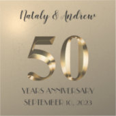Metallic Gold 50th Wedding Jubileum Sticker (Voorkant)